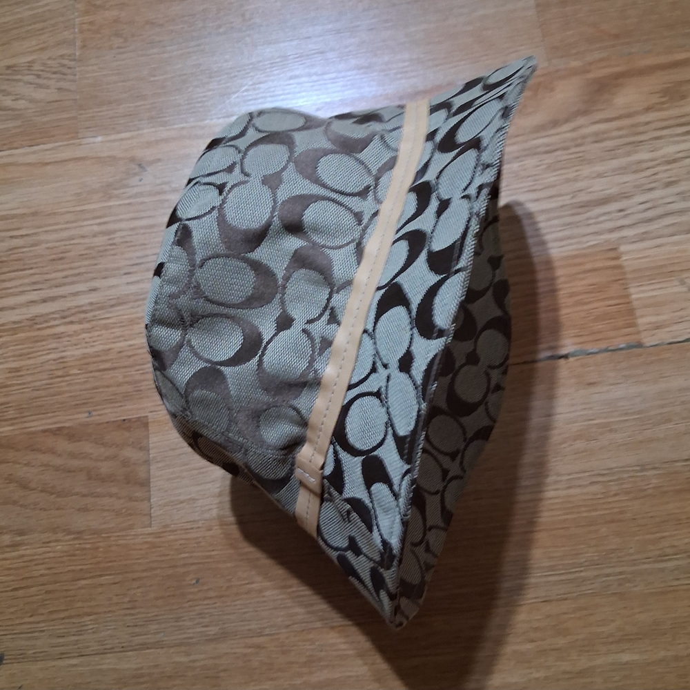 Coach Hat Patterned Bucket Hat with Orange Lining - Picture 2 of 11
